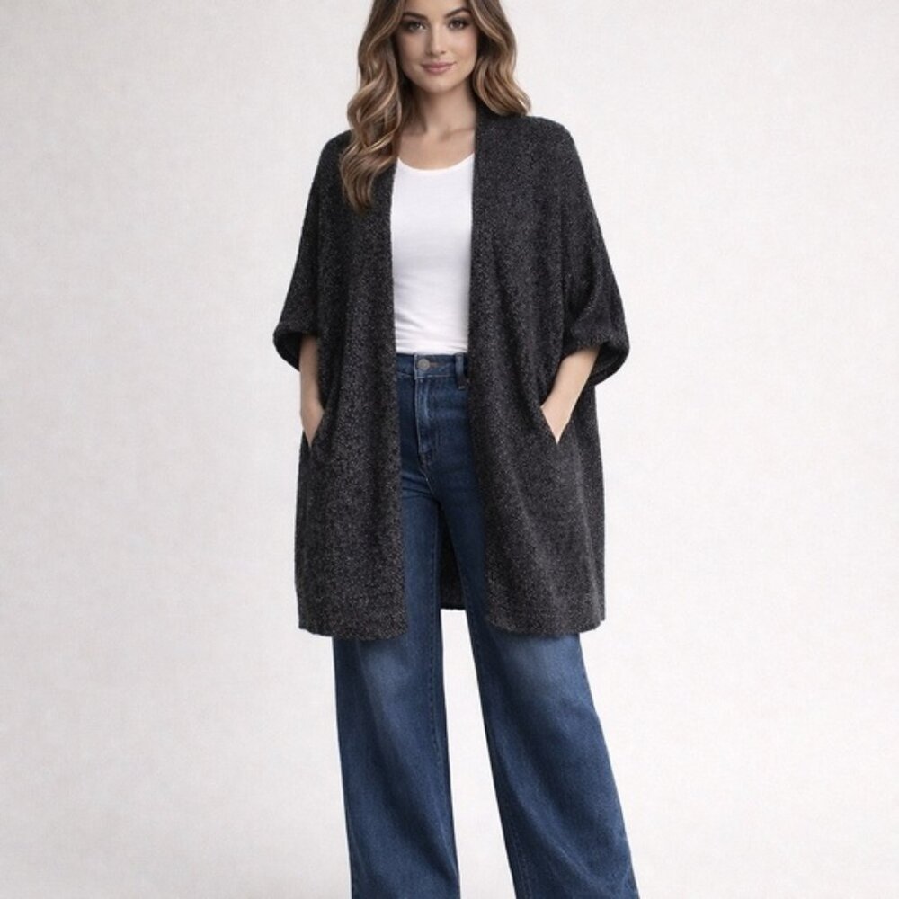 Community Open Knit Oversized Sleeveless Vest Cardigan